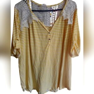 Siren Lily Stripe Yellow Blouse 2XL